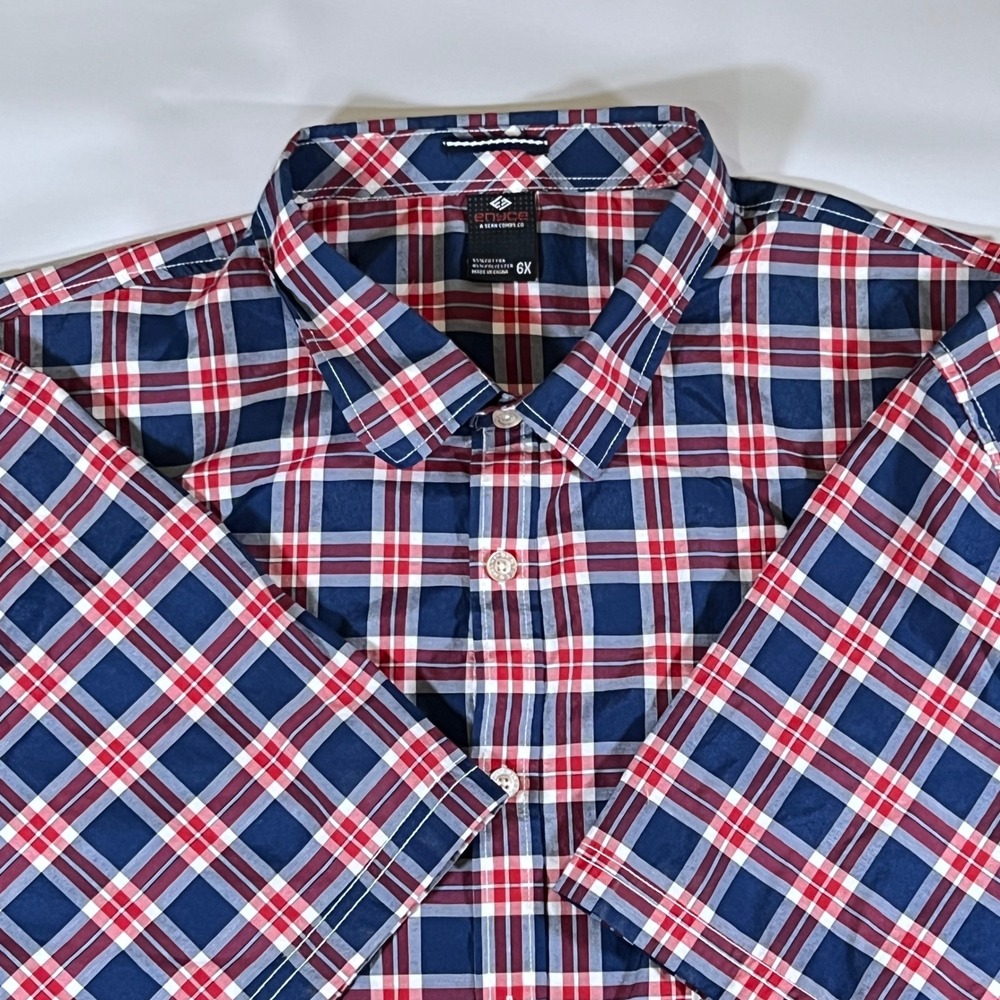 Enyce Button Down Shirt Mens 6X Blue Red Plaid Streetwear Hip Hop Urban VTG